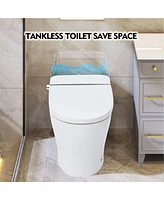 Compact Toilet with Self-Cleaning Nozzle, Dual Flush, Foot Sensor, Night Light