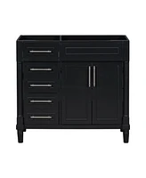 36" Freestanding Bathroom Vanity with Ample Storage, Solid Wood Frame
