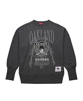 Mitchell & Ness Women's Charcoal Oakland Raiders Distressed Logo 4.0 Pullover Sweatshirt