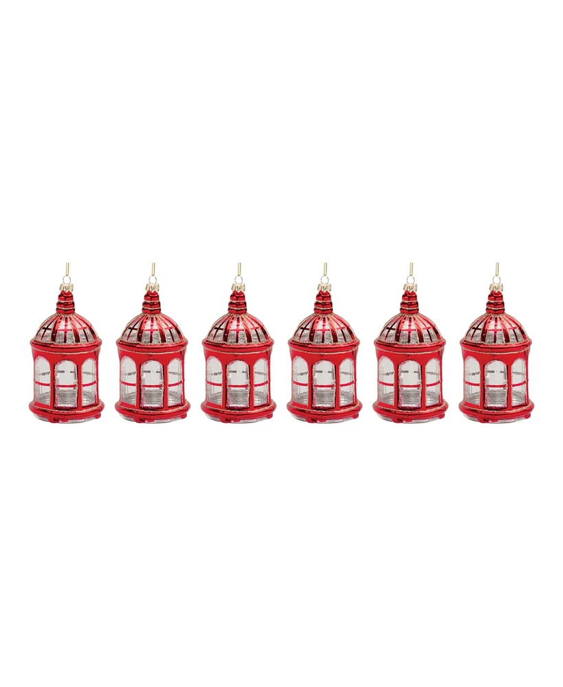 Slickblue Glittered Glass Lantern Ornament (Set of 6)