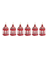 Slickblue Glittered Glass Lantern Ornament (Set of 6)