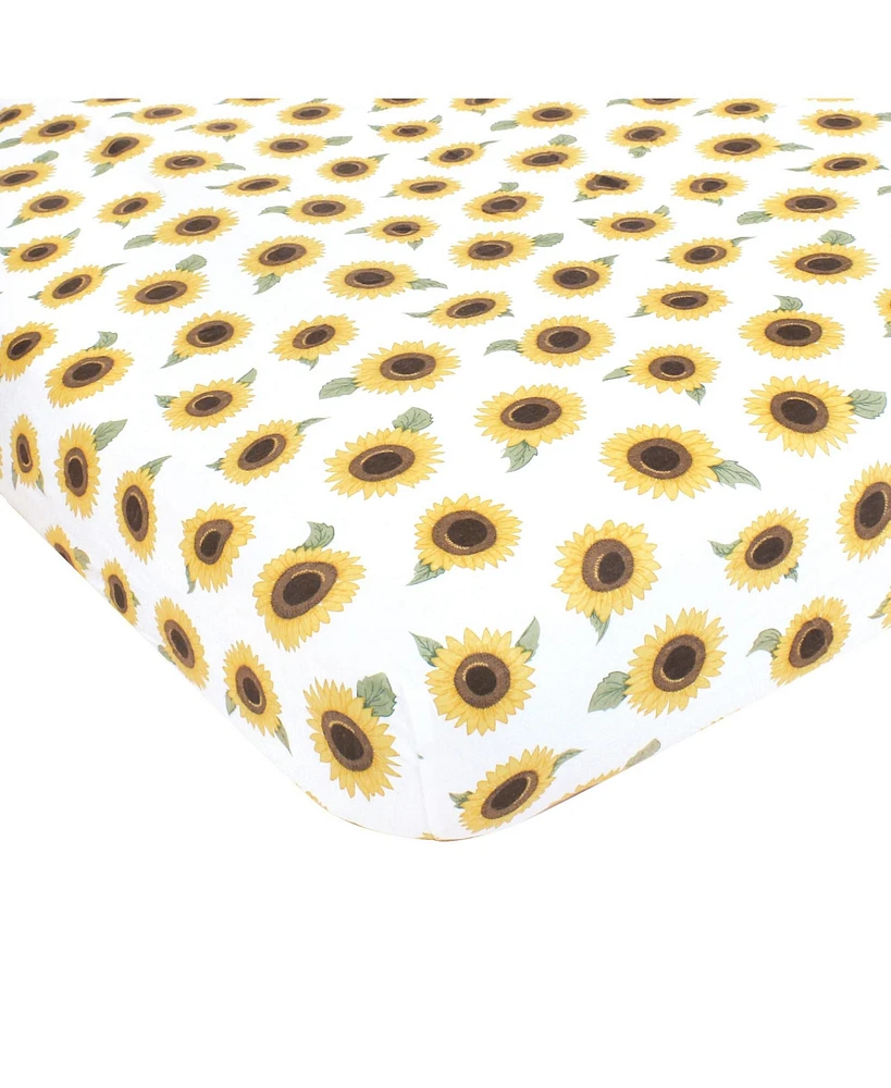 Hudson Baby Infant Girl Cotton Fitted Crib Sheet, Sunflower, One Size