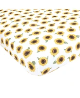 Hudson Baby Infant Girl Cotton Fitted Crib Sheet, Sunflower, One Size