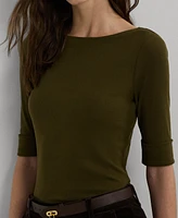 Lauren Ralph Petite Slim-Fit Boat-Neck Top