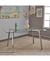 Simplie Fun Modern Glam Dining Table: Glass Top, Chrome Frame