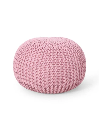 Simplie Fun Cozy Cotton Knitted Pouf: Versatile Seating And Decor