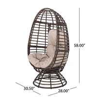 Rafael Outdoor Wicker Swivel Egg Chair With Cushion