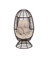 Simplie Fun Rafael Outdoor Wicker Swivel Egg Chair With Cushion