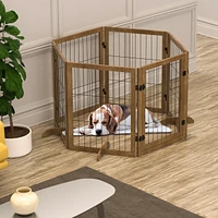 6-Panel Freestanding Dog Gate with Door