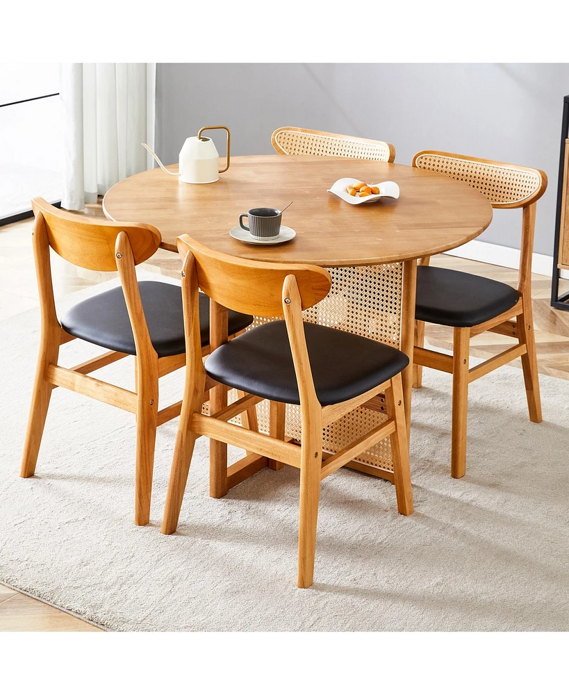 Simplie Fun Solid Wood Dining Set: Table & Chairs for Home & Office