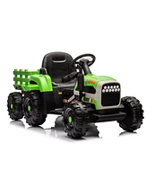 Streamdale Furniture 24V Electric Ride-On Tractor with Trailer, Remote Control, Music, Lights, Safety Belt