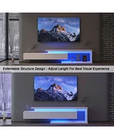 Extendable Led Tv Stand with Remote Control, Multiple Lighting Modes