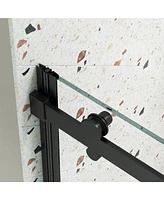 Streamdale Furniture 56"-60" Sliding Bathtub Shower Door, 5/16" Tempered Glass, Matte Black