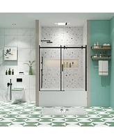 Simplie Fun 56"-60" Sliding Bathtub Shower Door, 5/16" Tempered Glass, Matte Black