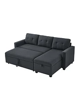 Streamdale Furniture Pull-Out Sectional Sofa with Storage Chaise and Sleeper