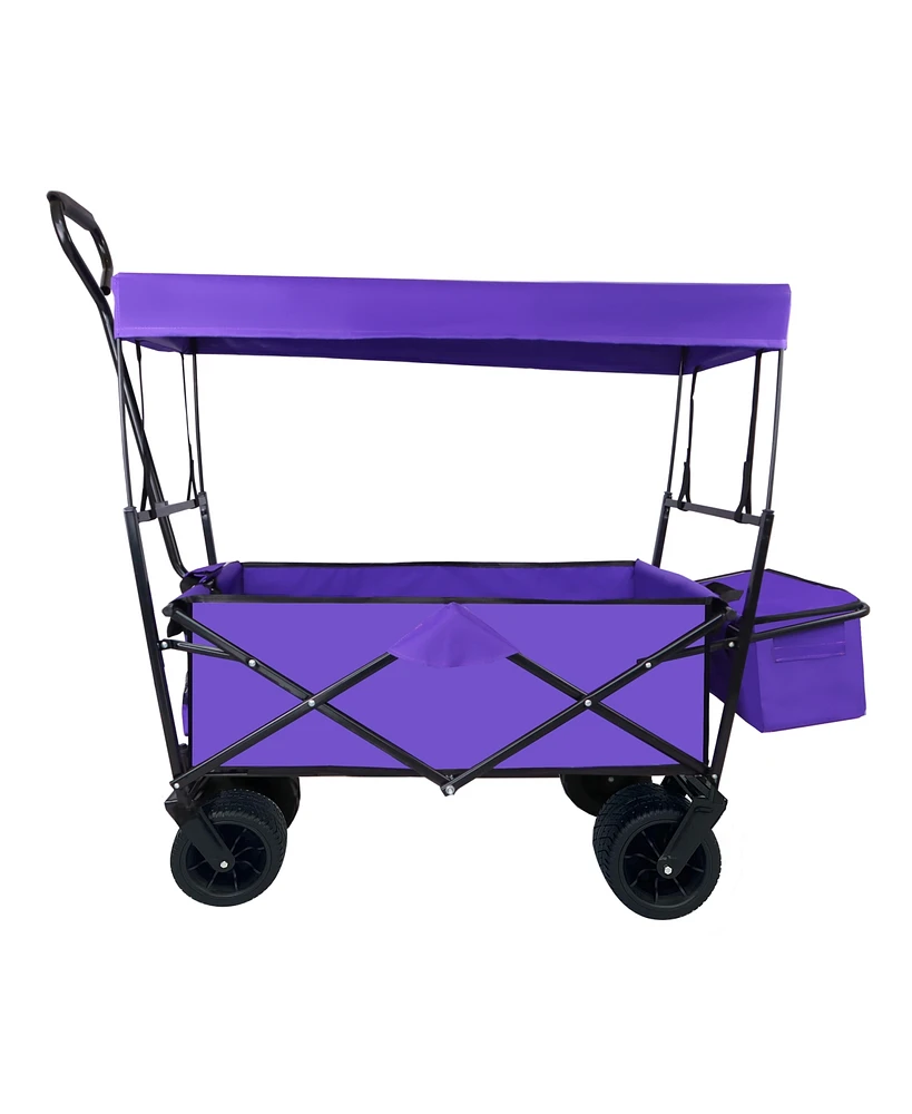 Streamdale Furniture Folding Wagon with Canopy, All-Terrain Wheels, and Storage