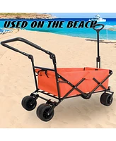 Streamdale Furniture Folding Wagon Cart: Durable, All-Terrain, Utility, Beach, Picnic