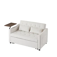 Cream Velvet Sofa Bed with Adjustable Positions