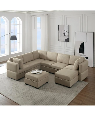 Simplie Fun Modular Sectional Sofa with Storage, Adjustable Arms & Backs