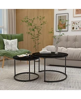 Streamdale Furniture 2-Tier Nesting Coffee Table Set with Marble Pattern Top