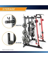 Marcy Sm-7409 Smith Machine Cage Multi Purpose Home Gym Training System, White