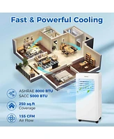 Costway 8000 Btu Portable Air Conditioner 3 in 1 Air Cooler with Fan & Dehumidifier 5000 Btu(8000BTU Ashrae)