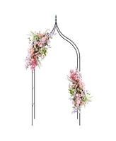 Slickblue 9.5 Feet Decorative Metal Garden Arch for Vine Rose Climbing Wedding Ceremony Party Decoration