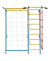 Slickblue 7 In 1 Kids Indoor Gym Playground Swedish Wall Ladder-Yellow