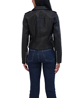 Sebby Collection Women's Faux Leather Biker Jacket