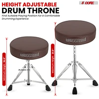 5 Core Drum Throne • Height Adjustable Guitar Stool • Thick Padded Comfortable Drummer Chair Brown Ds Ch Br