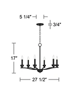 Franklin Iron Works Norwell Semi Gloss Black Chandelier Lighting 27 1/2" Wide Modern Industrial Geometric Curved Arms Candle 6-Light Fixture for Dinin