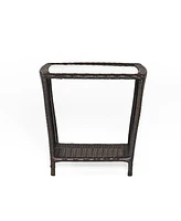 Simplie Fun Wicker Side Table W/Glass Top