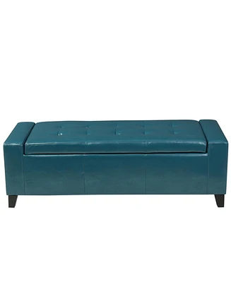 Simplie Fun Teal Pu Leather Ottoman, 50.75"W X 19.75"D X 16.30"H