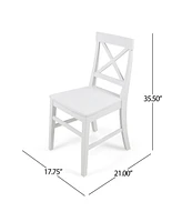 Acacia Wood Farmhouse Dining Chairs, White
