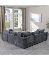 Simplie Fun Modular Sectional Sofa, Convertible L-Shaped Couch with Ottoman