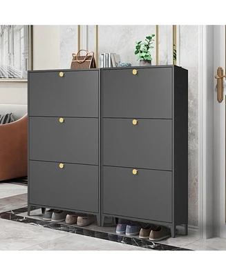 Streamdale Furniture 3-Drawer Steel Shoe Cabinet: Eco-friendly, Odor-Free, Ample Storage