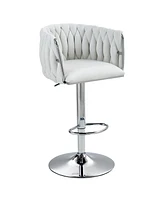360° Swivel Bar Stools with Woven Back & High-Rebound Cushion (Set Of 2)