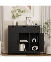 Streamdale Furniture 3-Drawer Sideboard with Ample Storage and Adjustable Shelves