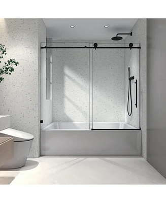 Streamdale Furniture Frameless Shower Door with Nano-Coated Glass, Adjustable Soft-Close, 70MM Pulleys