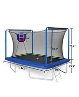 Streamdale Furniture 8FT x 12FT Rectangle Trampoline with Basketball Board, Ball Inflator, and Ladder