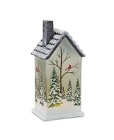 Slickblue Led Lighted House With Pine Trees - 9 Inches (Set of 2)