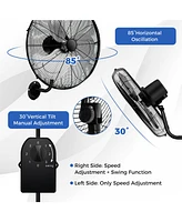 Slickblue 20 Inch Wall Mount Fan with 3 Fan Speeds and Adjustable Tilt Head-Black