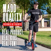 Large Kick Scooter for Adults & Teens - 12" Air Tires, Wide Deck, Handbrake Kickstand Madd Gear Urban Glide Teal