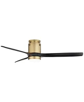 52" Windspun Modern Indoor Ceiling Fan 3 Blade Led Light Remote Control Soft Brass Finish Motor Matte Black Finish Wood Blades Bedroom Living Room Off