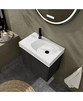 24" Wall-Mounted Vanity with Basin and Storage Cabinet