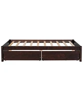 Streamdale Furniture Twin Bed with 2 Drawers, Solid Wood, No Box Spring, Espresso