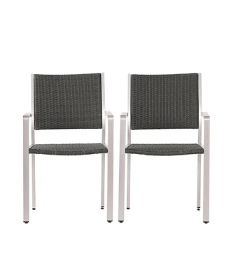 Simplie Fun Modern Aluminum Outdoor Wicker Dining Chairs (Set Of 2)