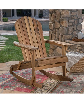 Simplie Fun Malibu Acacia Wood Adirondack Rocking Chair