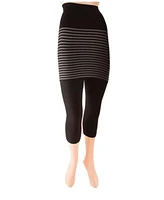 MeMoi Women's Racha Stripe Skirted Leggings - Black