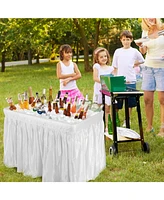 Sugift 4 Feet Plastic Party Ice Folding Table with Matching Skirt